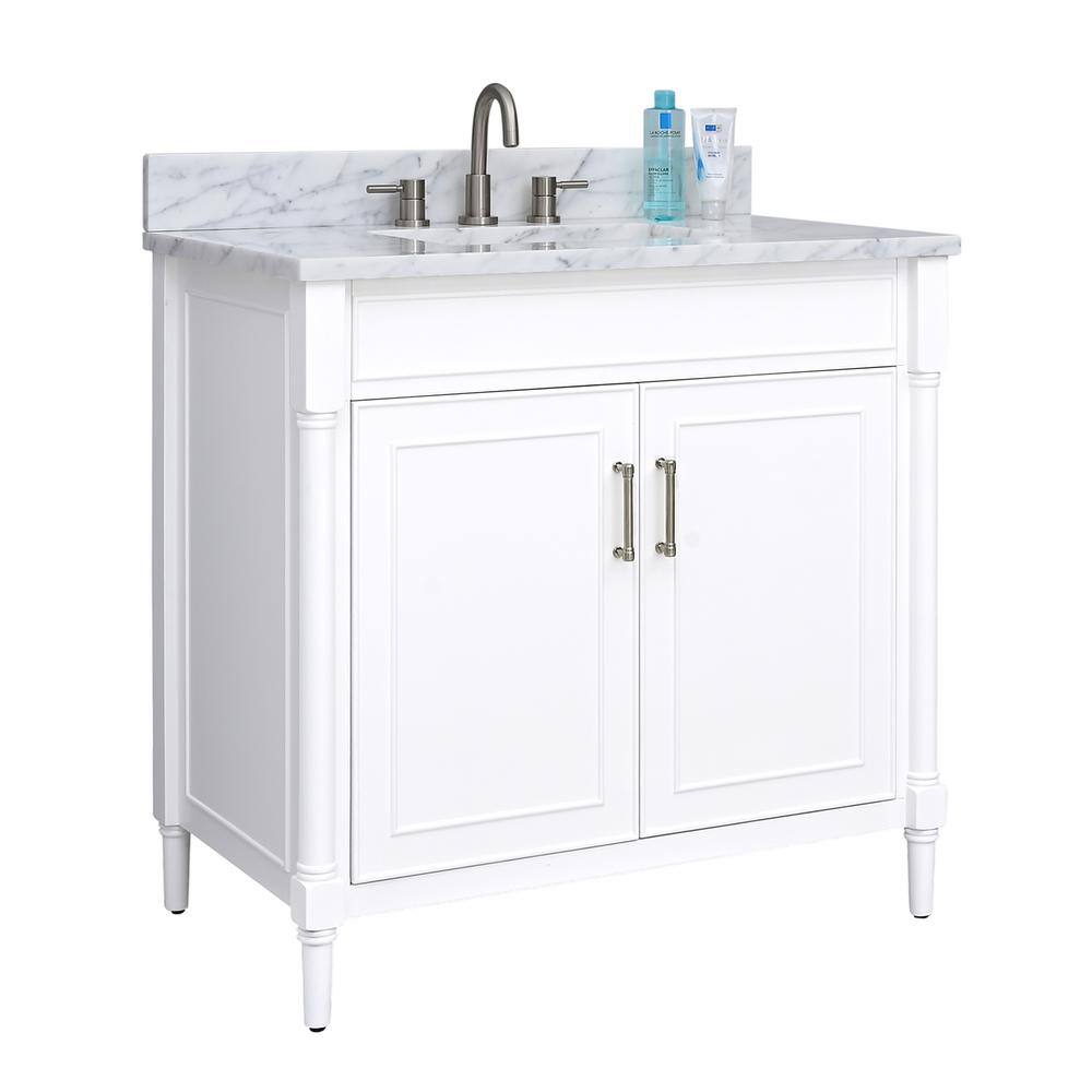 Selene 37'' Elegant White Single Freestanding Bathroom Vanity