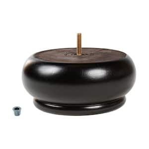 3 in. x 6-3/4 in. Stained Espresso Solid Hardwood Round Bun Foot