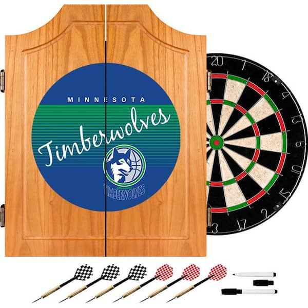 Trademark 20.5 in. Minnesota Timberwolves Hardwood Classics NBA Wood Dart Cabinet Set