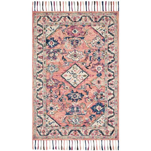 LOLOI II Elka Pink/Multi 3 Ft. 6 In. x 5 Ft. 6 In. Bohemian 100% Wool Area Rug