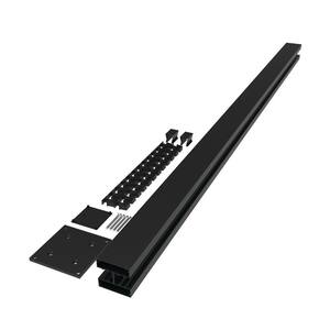 3.69 in. x 6 in. x 70.57 in. Mixed Materials Matte Black Fence Line Post with Surface Mount Kit