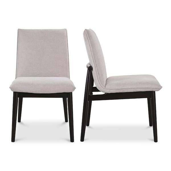 NADAAL STUDIOS Ursa Beige Polyester Upholstered Dining Chair with Rubberwood Base (Set of 2)