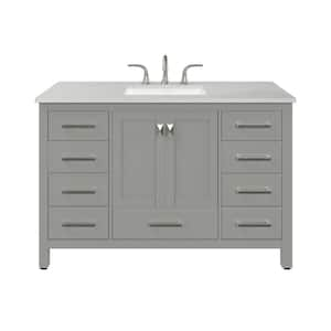 Aberdeen 48 in. W x 22 in. D Gray Single Sink Bathroom Vanity with White Carrara Quartz Top and Undermount Sink