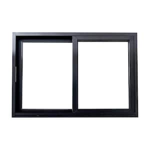 Teza 120 Series 48 in. W x 24 in. H Universal/Reversible Matte Black Aluminum Low-E Window