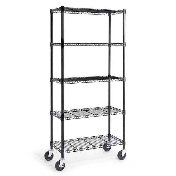 Steel Wire 5 shelf Adjustable Heavy Duty Garage Storage Shelving Unit in Black (30 in. W x 64 in. H x 14 in. D)