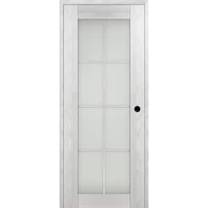 28 in. x 80 in. Vona Left-Hand 8-Lite Frosted Glass Ribeira Ash Wood Composite Single Prehung Interior Door
