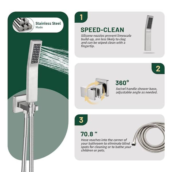 Luxury Single Handle 1-Spray 10 in. Shower Faucet 2.5 GPM with Pressure Balance, Tub in Brushed Nickel (Valve Included)