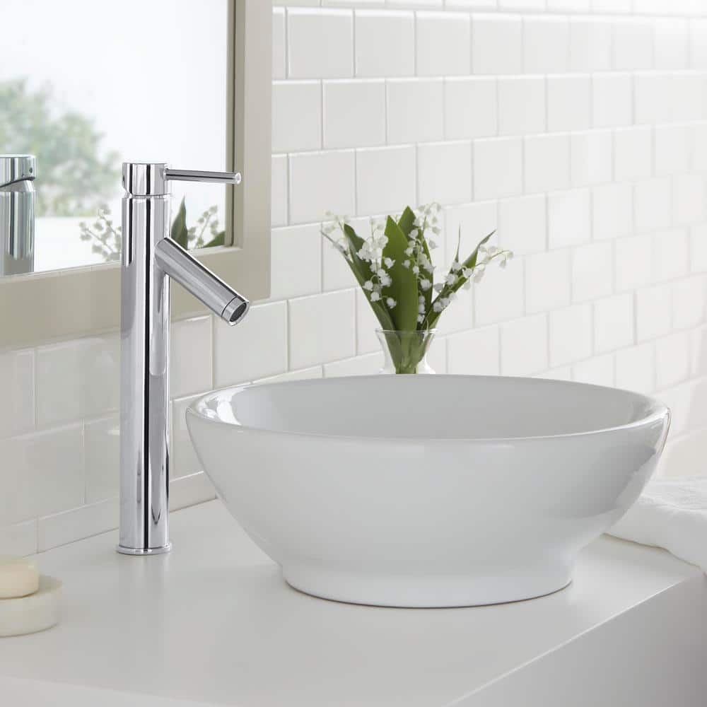 Polished Chrome Single Handle Vessel Sink Faucet