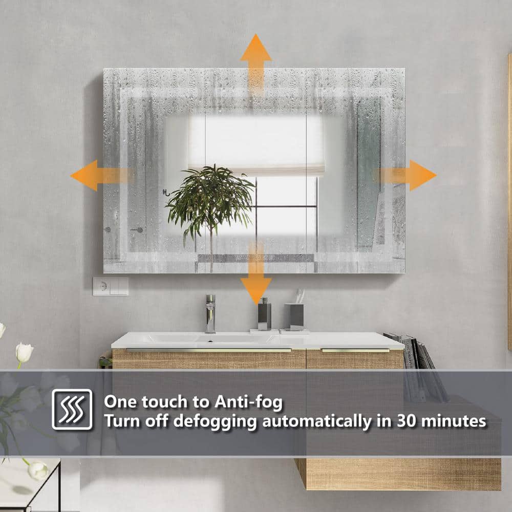 48'' x 32'' Silver Aluminum LED Medicine Cabinet with Mirror