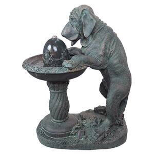 Dog's Refreshing Drink Stone Bonded Resin Sculptural Fountain
