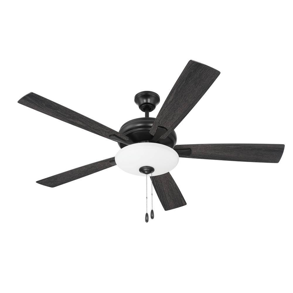 Flat Black 52" Ceiling Fan with Frost White Glass Light