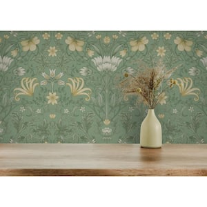 Vintage Floral Green Non-Pasted Wallpaper (Covers 56 sq. ft)