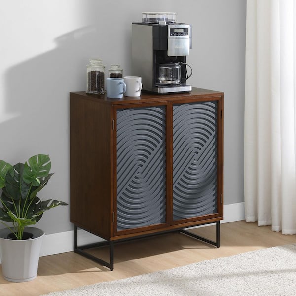 Belle Harbor Davis Dark Oak/Steel Gray Wood Buffet Sideboard Cabinet Console Table