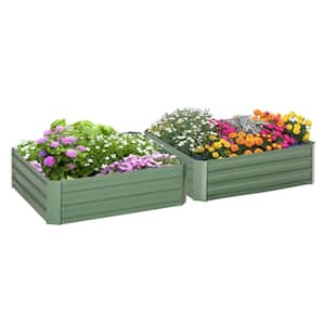 39.3 in. x 39.3 in. x 11.8 in. Galvanized Raised Garden Bed Kit with Reinforcing Bars, Metal Planter Box, Green (2-Pack)