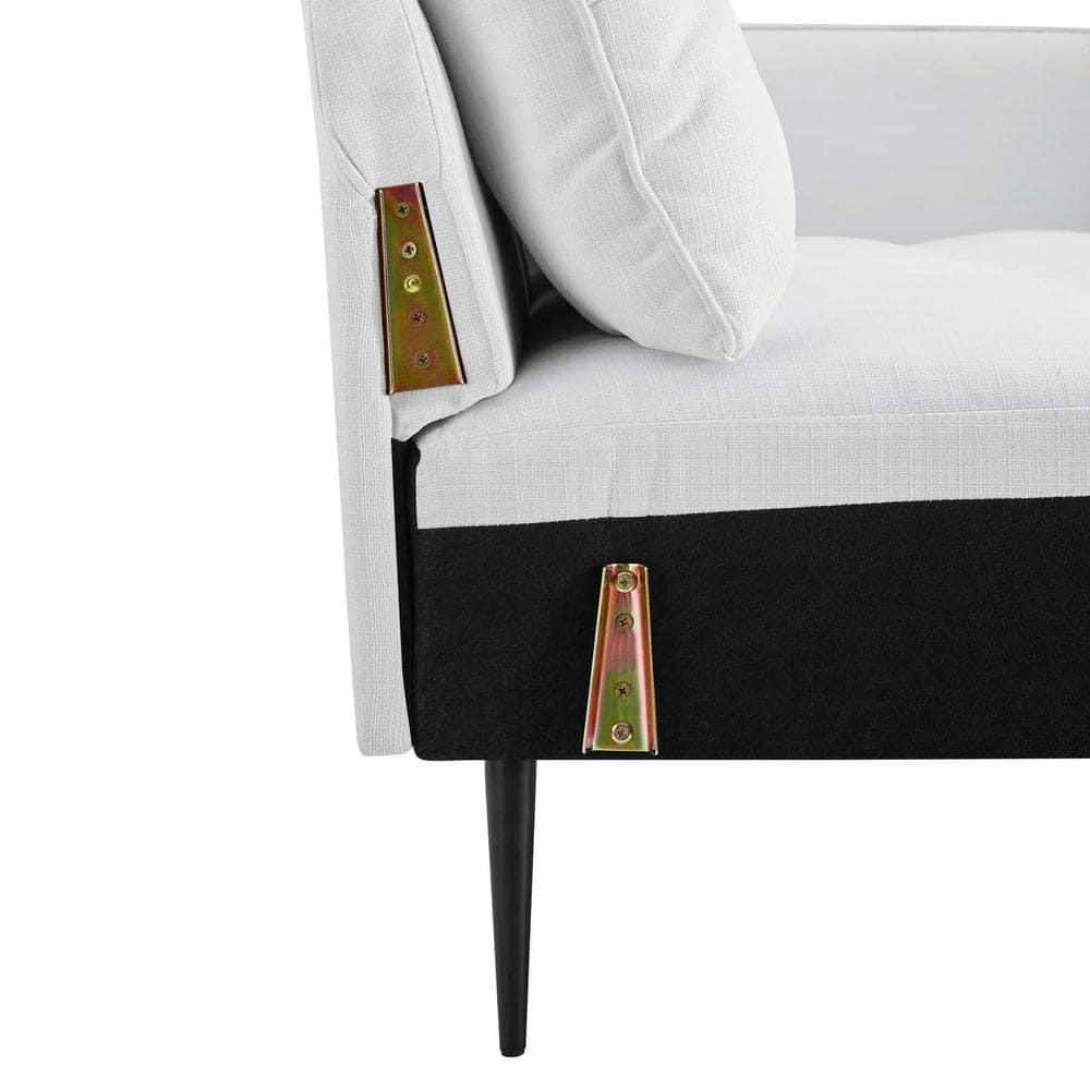 Elegant White Velvet Tufted Sofa with Removable Cushions