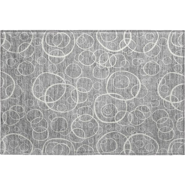 Mayfield Premium Machine Washable Abstract AMF2407 Gray 2 ft. x 3 ft. Accent Rug