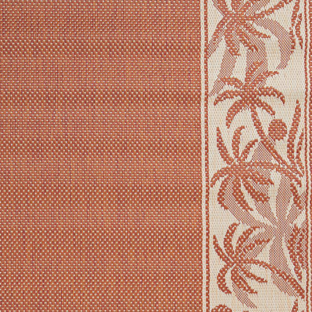Terracotta and Natural Round Synthetic Outdoor Rug, 8'6"