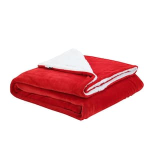 Charlie Red Solid Color Polyester Throw Blanket
