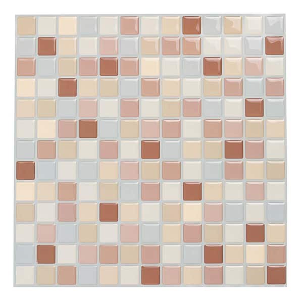 Jeedeson 10 in. x 10 in. PET Peel and Stick Backsplash Mosaic Wall Tile in Pink for Kitchen and Bathroom (10-Pack)