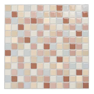 10 in. x 10 in. PET Peel and Stick Backsplash Mosaic Wall Tile in Pink for Kitchen and Bathroom (10-Pack)