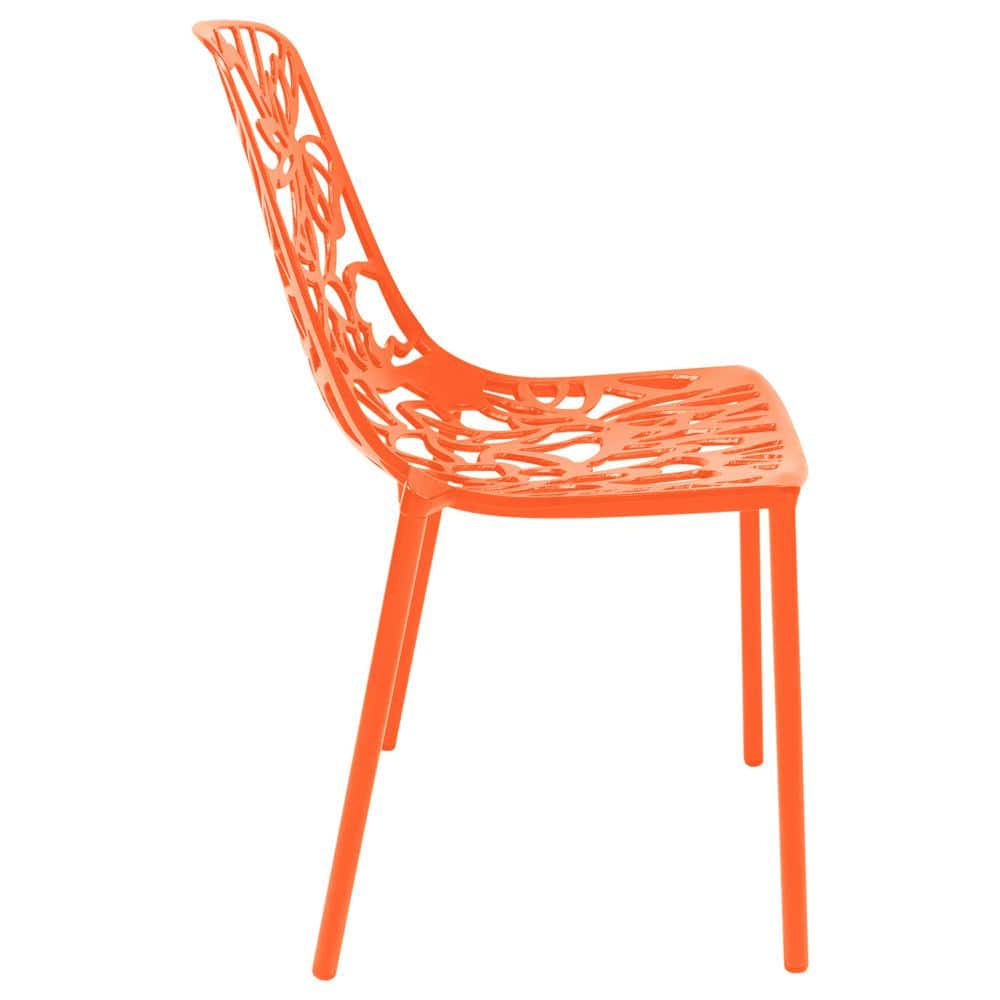 Devon Orange Aluminum Modern Outdoor Stackable Chair