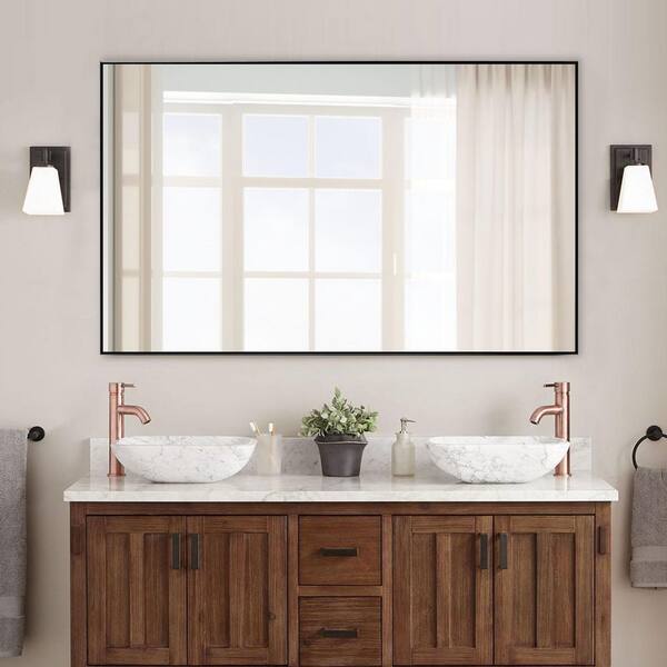 NEUTYPE 51 in. x 31 in. Large Modern Rectangle Metal Framed Bathroom Vanity Mirror