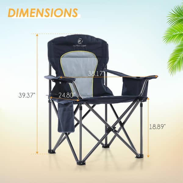 PHI VILLA Oversized Folding Camping Chair With Cooler Bag Thicken