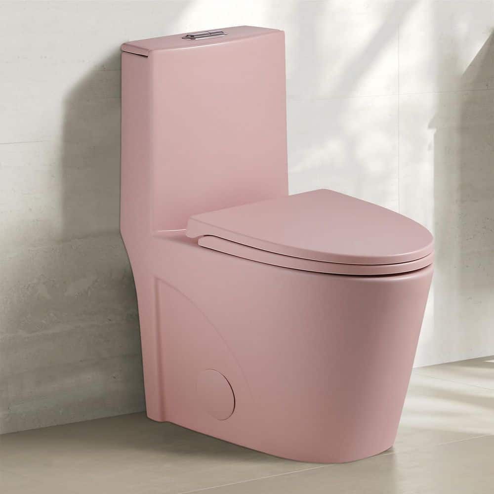 CATALINA Dual Flush 1.1/1.6 GPF Elongated 1-Piece Toilet in Matte Pink ...