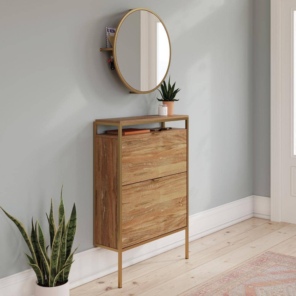 Sindoori Mango Wall-Mounted Shoe Cabinet with Mirror