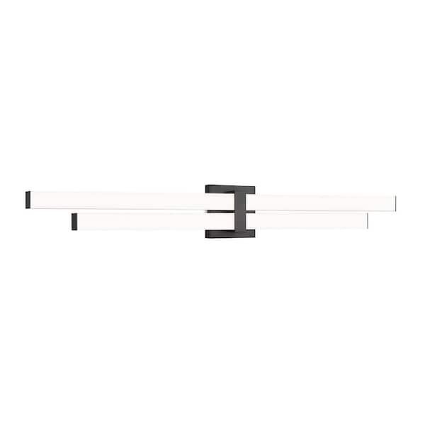 Unbranded Zane 40 in. 2-Light Matte Black Integrated LED Vanity Light with Frosted Plastic Shade