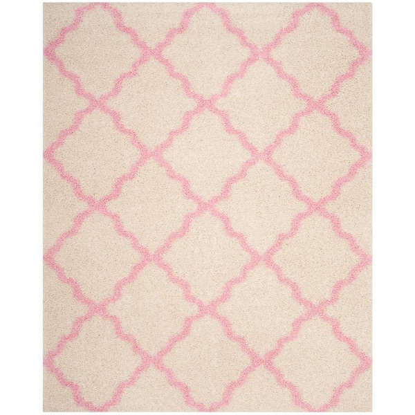 SAFAVIEH Dallas Shag Ivory/Light Pink 8 ft. x 10 ft. Geometric Area Rug