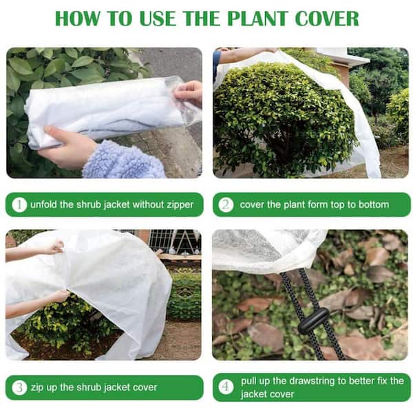 Agfabric 84"x 84" Square Warm Worth Plant Cover with Zipper for Frost Protection 