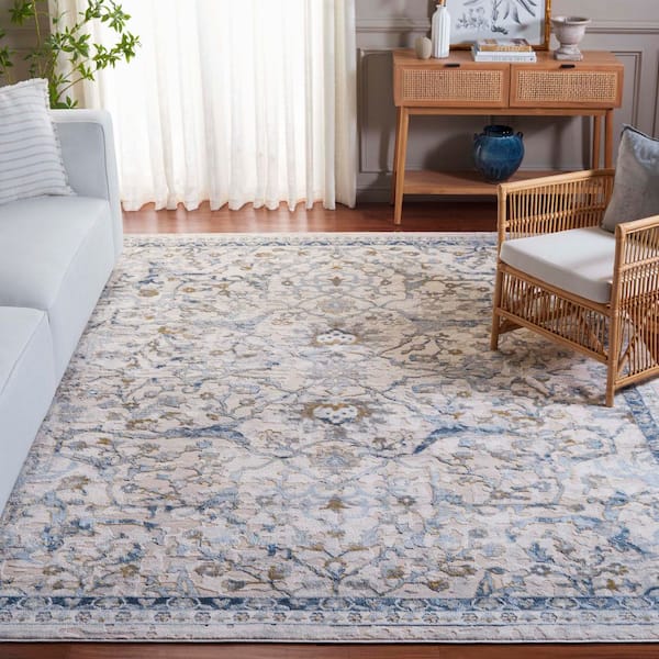 Palma 10 ft. x 14 ft. Beige/Light Blue Ornate Border Area Rug