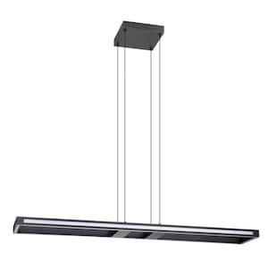 Salvilanas 45.66 in. W x 76.30 in. H 1-Light Black Statement Integrated LED Pendant Light with White Plastic Diffuser
