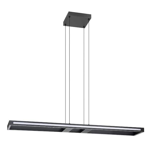 Eglo Salvilanas 45.66 in. W x 76.30 in. H 1-Light Black Statement Integrated LED Pendant Light with White Plastic Diffuser