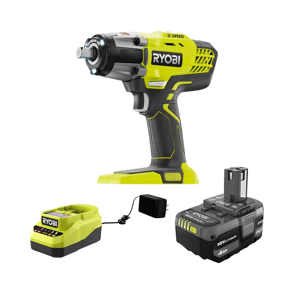 265Nm Impact Wrench Ryobi ONE 4Ah Battery and Charger Bundle BIW180M 18V 