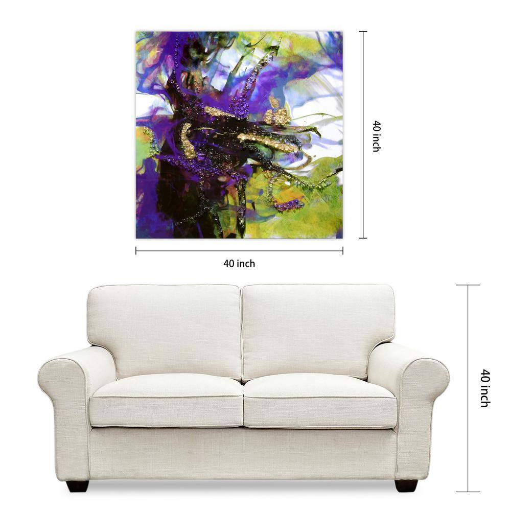 Vibrant Essence I 40" Abstract Canvas with Epoxy and Crystal Shards