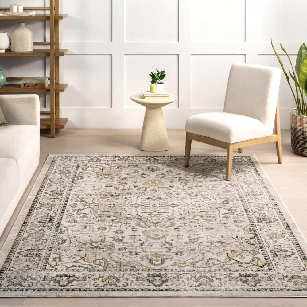 Cady Cream 8' x 10' Machine Washable Stain-Resistant Synthetic Area Rug