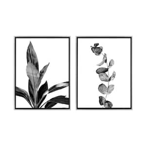 Botanical Leaves Framed Canvas Wall Art - 16 in. x 24 in. Each, by Kelly Merkur 2-Piece Set Champagne Frames