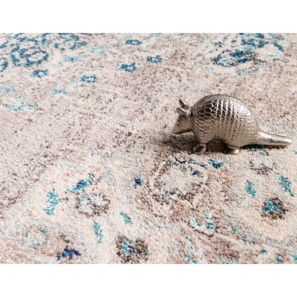 Medallion Grace Gray Synthetic 6 ft. Round Rug