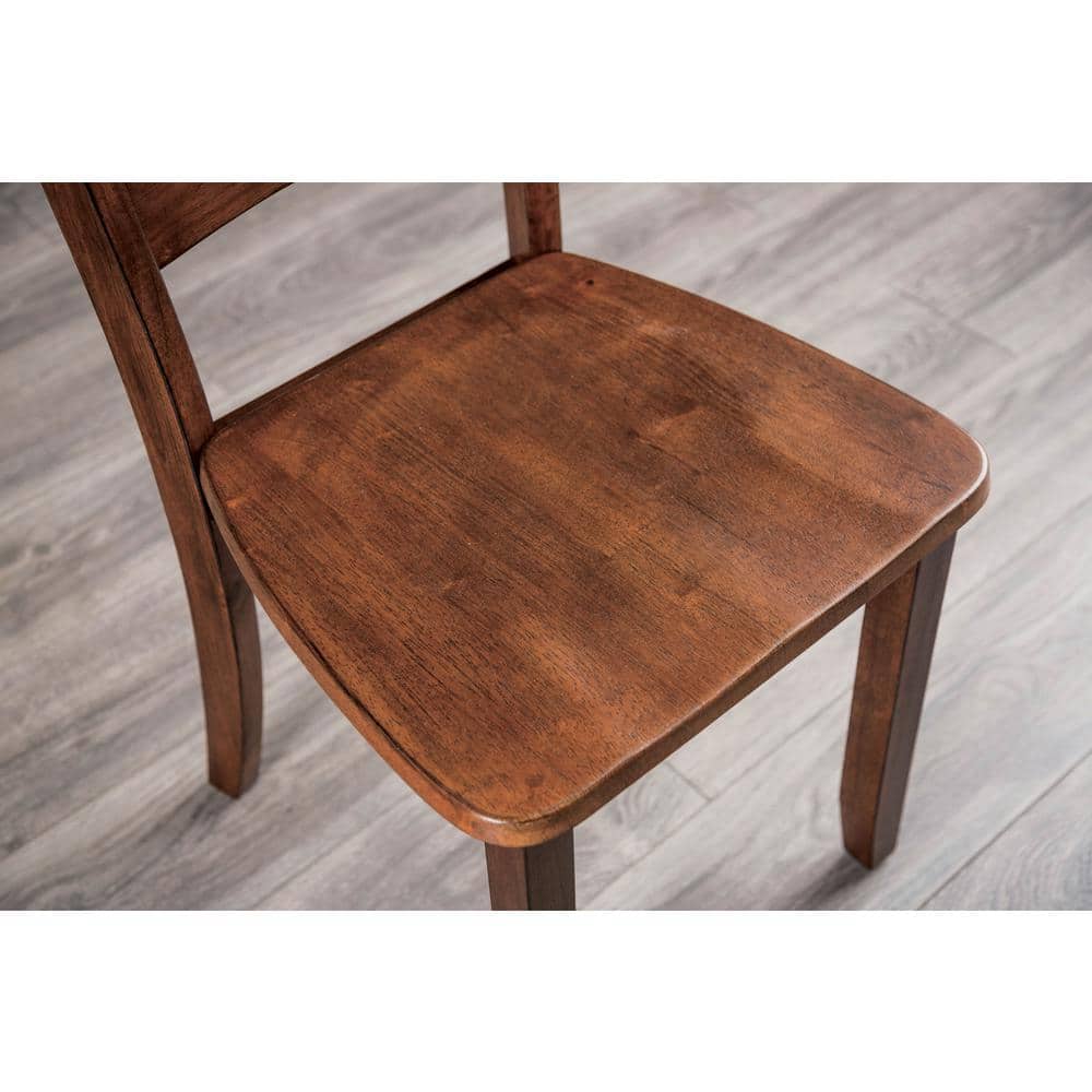 Walnut Solid Wood 5-Piece Dining Set with Slat Back Chairs