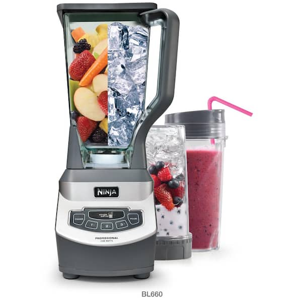 NutriNinja 72 oz. 3-Speed Black Professional Blender with 2 Single Serve Cups