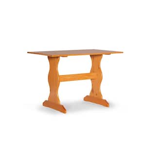 Kaylie Honey Brown wood top 43.25 in. W Trestle base Dining Table (seats 4)