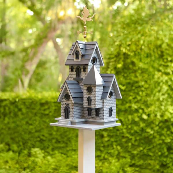 Evergreen Enterprises 23 in. Gothic Castle Birdhouse with Metal Dragon Weathervane