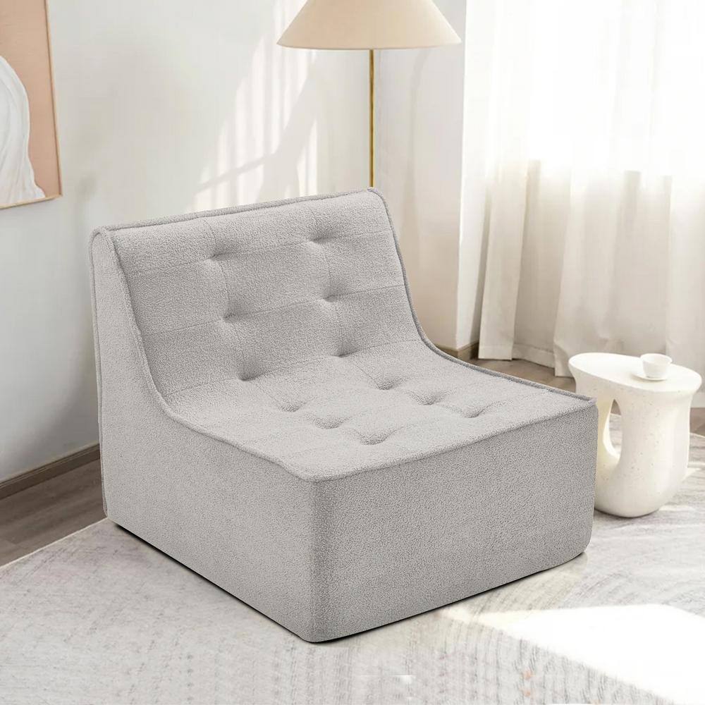 Gray Velvet Medium Bean Bag Chair, Fireside Chair, Lazy Floor Sofa Couch, T