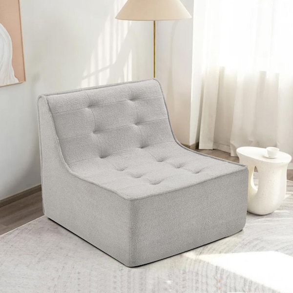 Unbranded Gray Velvet Medium Bean Bag Chair, Fireside Chair, Lazy Floor Sofa Couch, Tatami Sofa with High Resilience Foam for Home