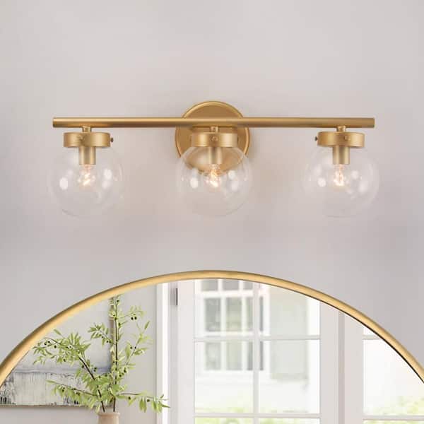 Uolfin Modern Gold Bathroom Vanity Light, 3-Light Farmhouse Powder Room ...