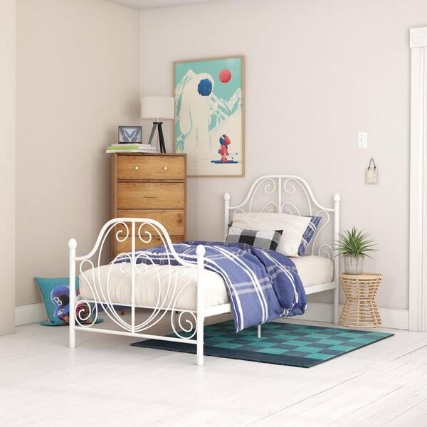 DHP Lucy White Metal Twin Size Bed Frame