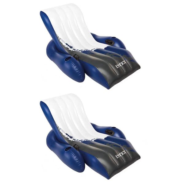 Inflatable Floating Comfortable Recliner Lounges with Cup Holders (2 Pack)