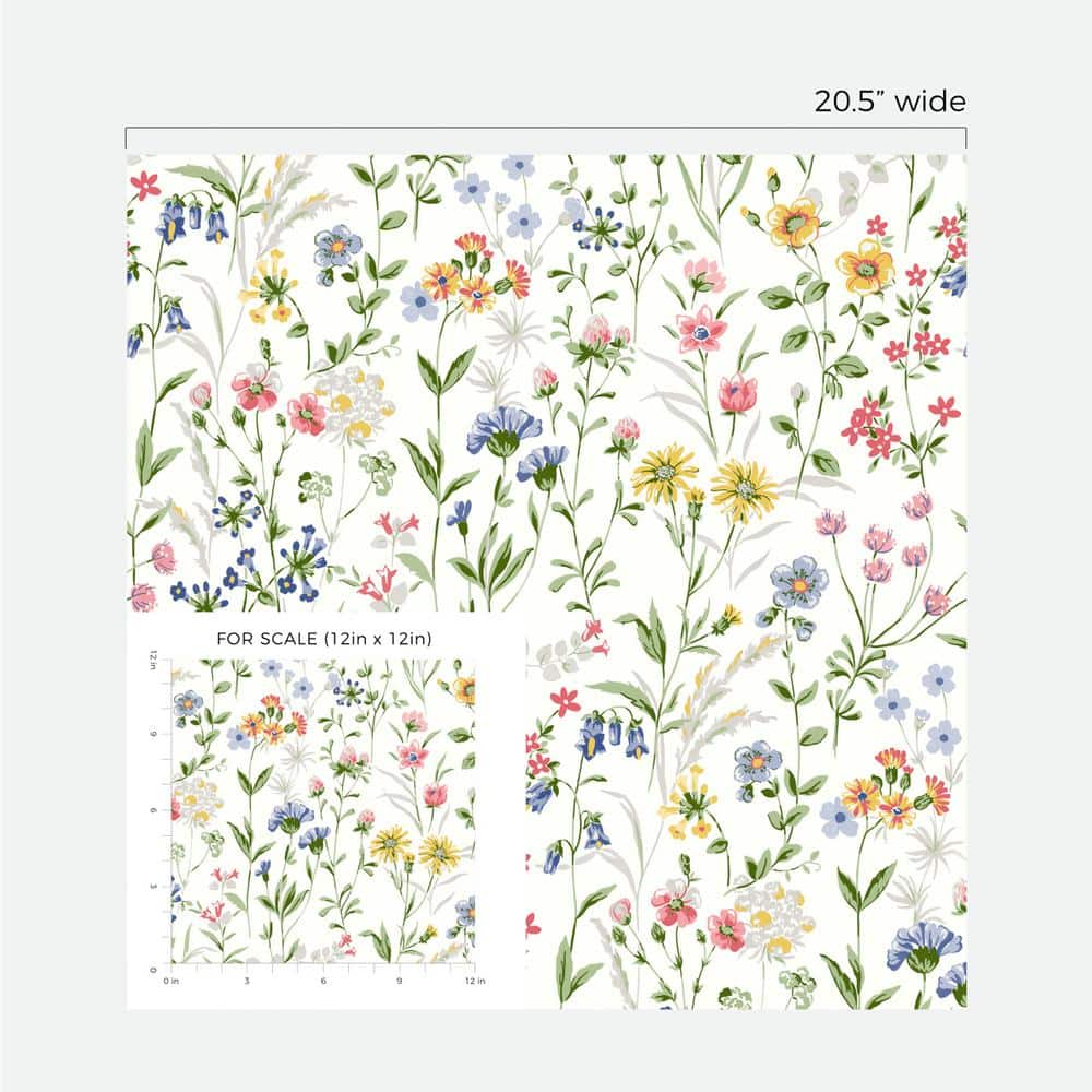 Multicolor Floral Peel and Stick Vinyl Wallpaper Roll